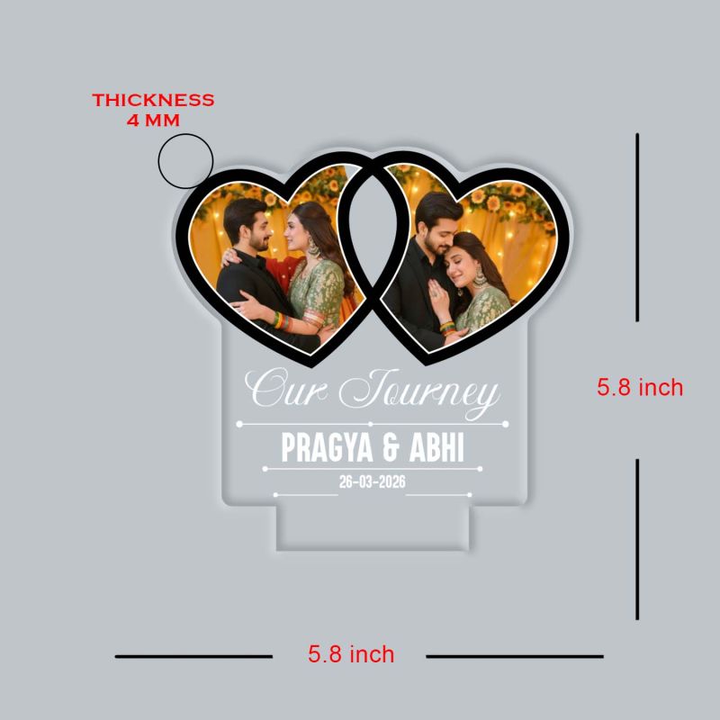 Personalized Couples UV Print Heart Shape LED Photo Lamp Multicolor Acrylic Light